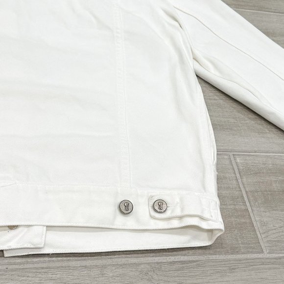 Anthropologie Pilcro Oversized Denim Jean Boyfriend Jacket in Off-White Size M - Picture 13 of 15